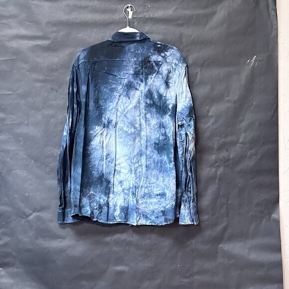 Wrangler Black Tie Dye Shirt Long Sleeve Size Large Blue Rodeo Tied Dyed Ombré - Picture 5 of 9